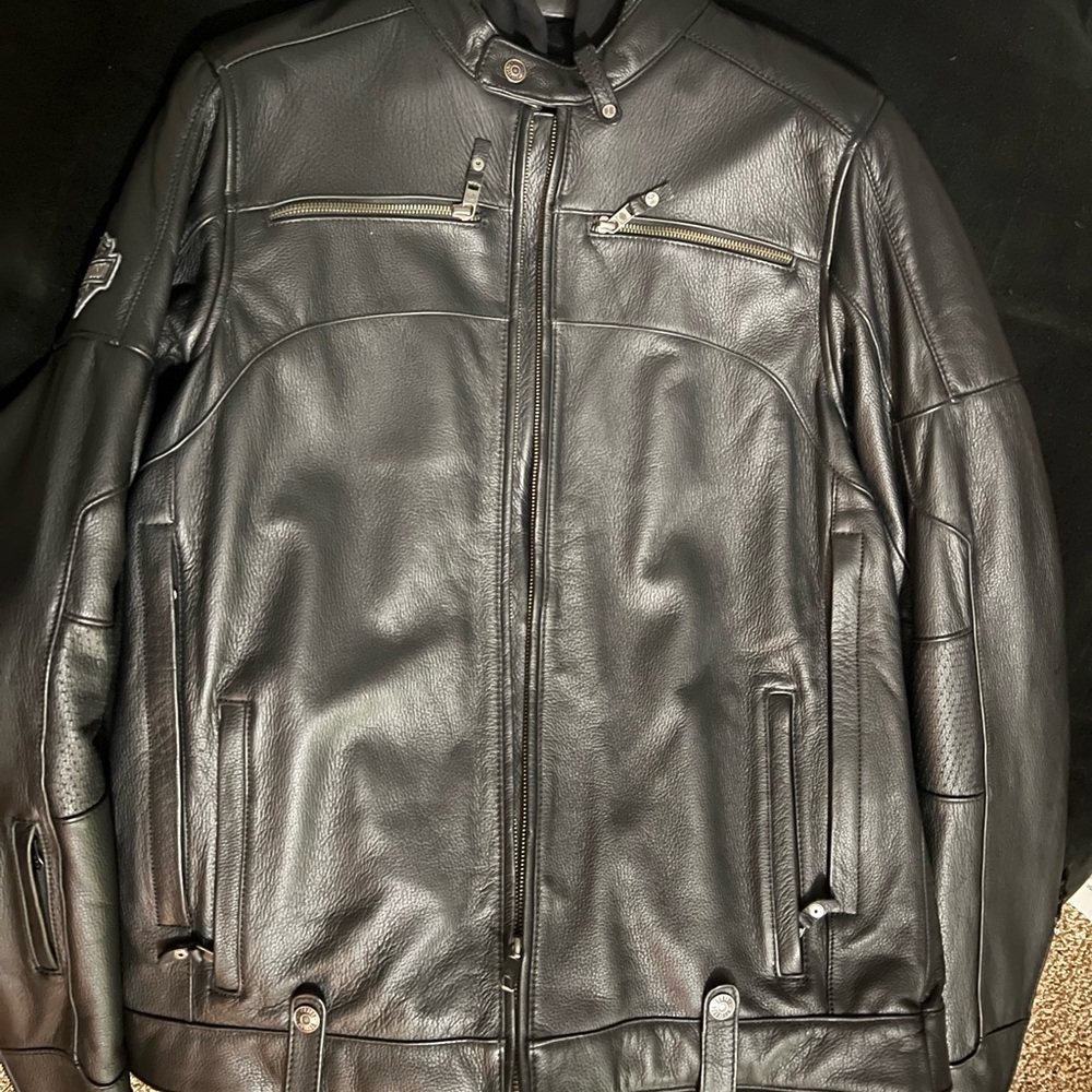 Genuine cowhide leather Harley Davidson motorcycle riding jacket